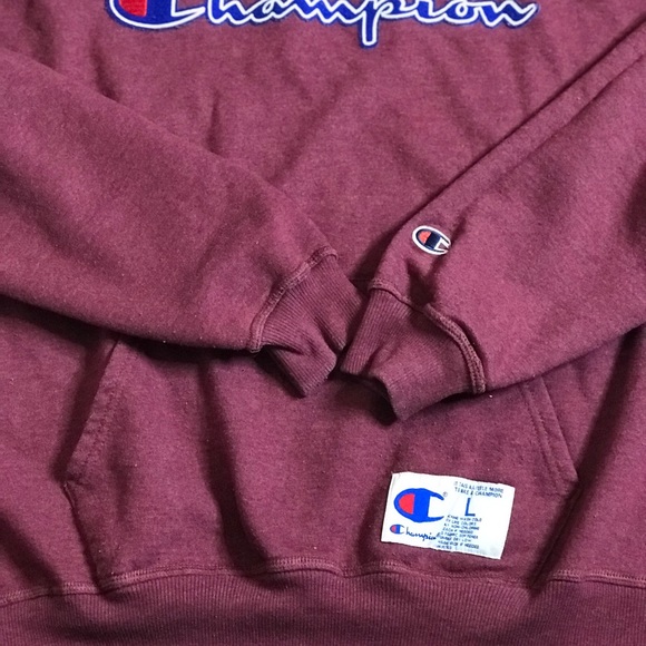 Champion Embroidered Maroon Hoodie Men’s Large - Picture 5 of 6